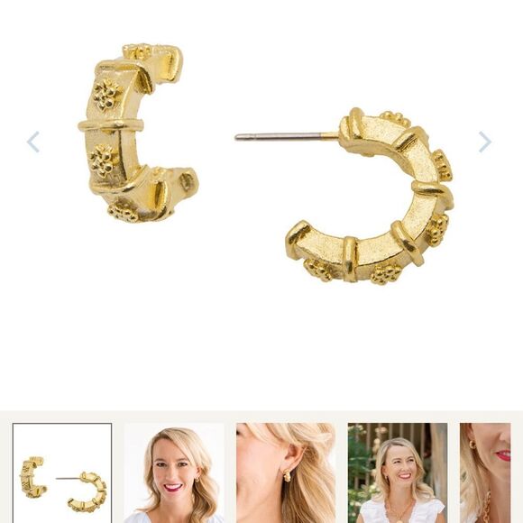 Susan Shaw Gold Textured Hoop Earrings - Picture 1 of 2